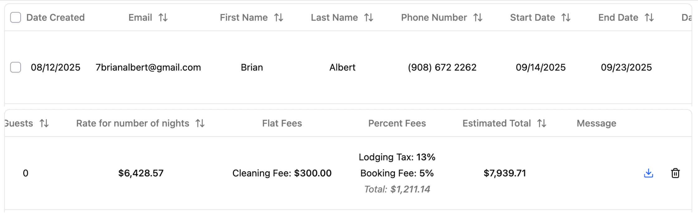 Rental Property Inquiries Preview